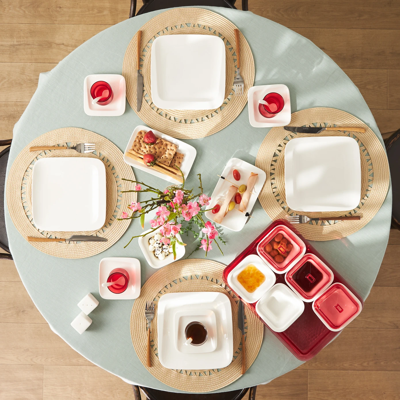 KARACA FABIO RED 41 PIECES BREAKFAST SET SQUARE