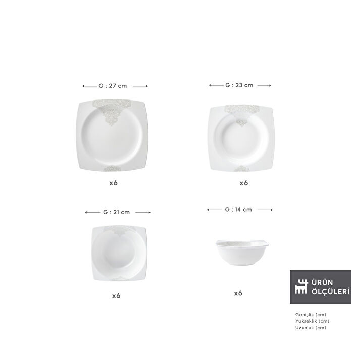 KARACA FLAVA 24 PIECES CREAMBONE DINNER SET FOR 6 PEOPLE