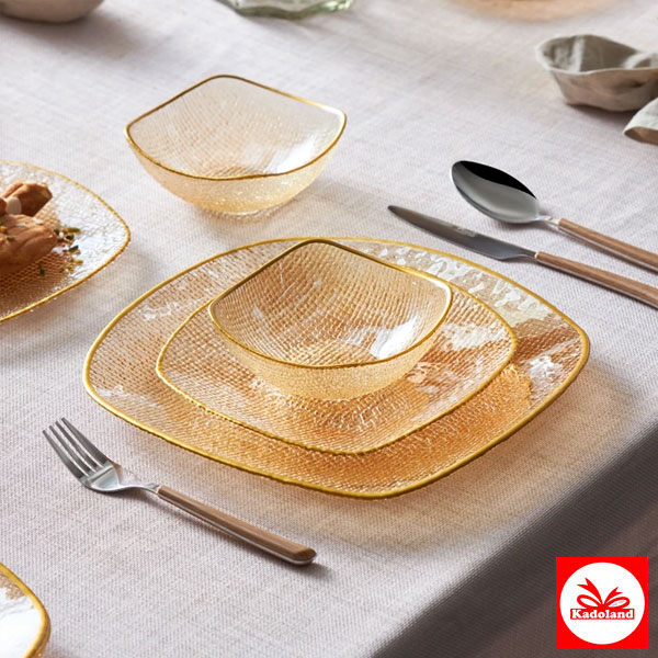 KARACA GOYA CREAM GLASS 18 PIECES DINNER SET FOR 6 PEOPLE