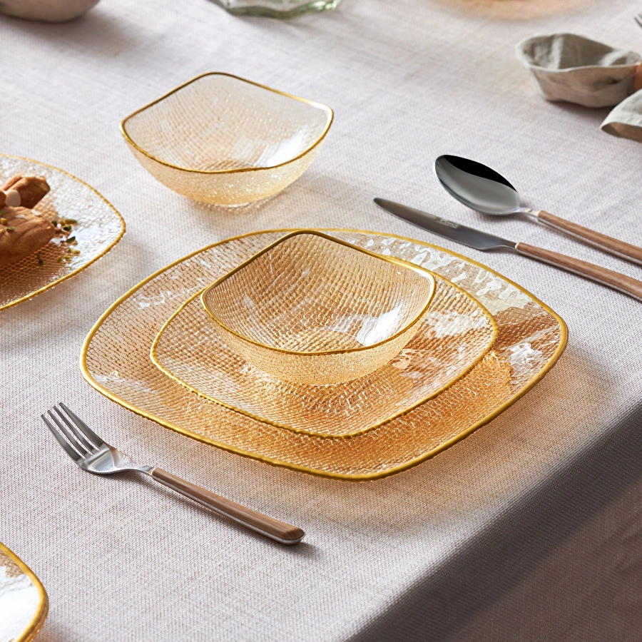 KARACA GOYA CREAM GLASS 18 PIECES DINNER SET FOR 6 PEOPLE