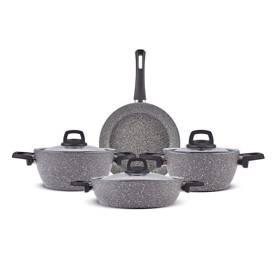 Karaca Gris Biogranit 7 Parça Tencere Seti Gri