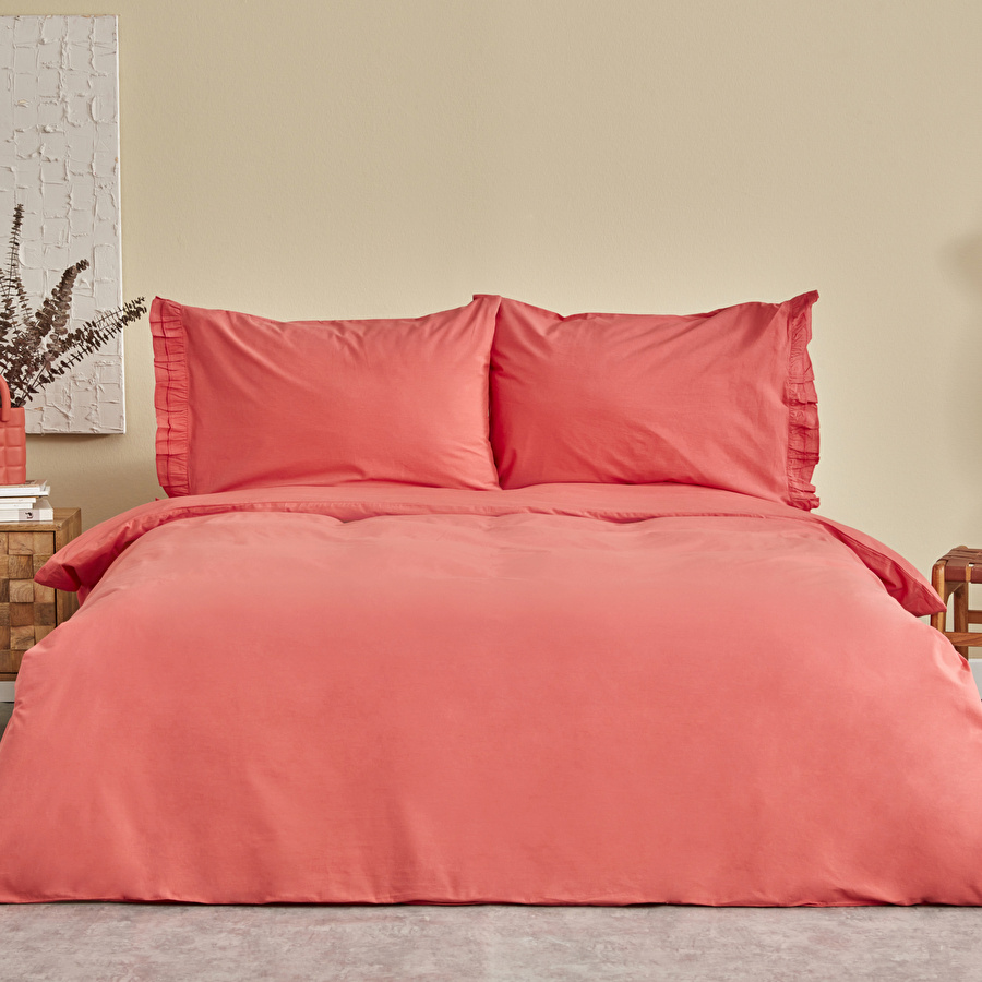 Karaca Home مجموعة أغطية سرير مزدوجة Denim Azur حمراء