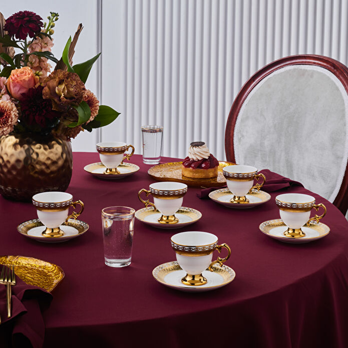 KARACA HÜRREM 6 KİŞİLİK KAHV, BEYAZ GOLD