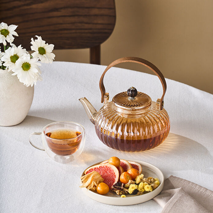 KARACA HİNA BOROSİLİKAT CAM ÇAYDA, AMBER