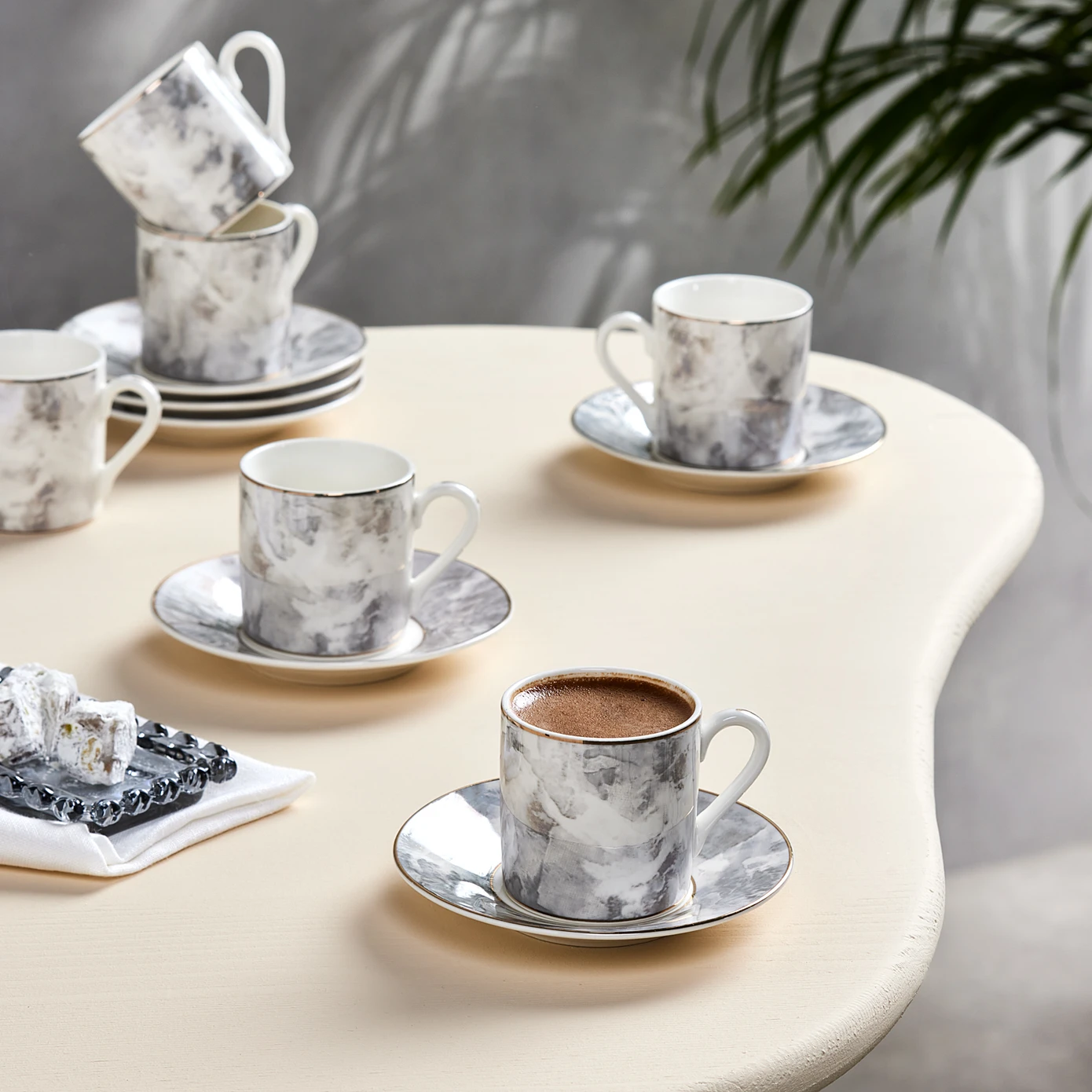 KARACA KUvars Gray 80 ML COFFEE CUP FOR 6 PEOPLE