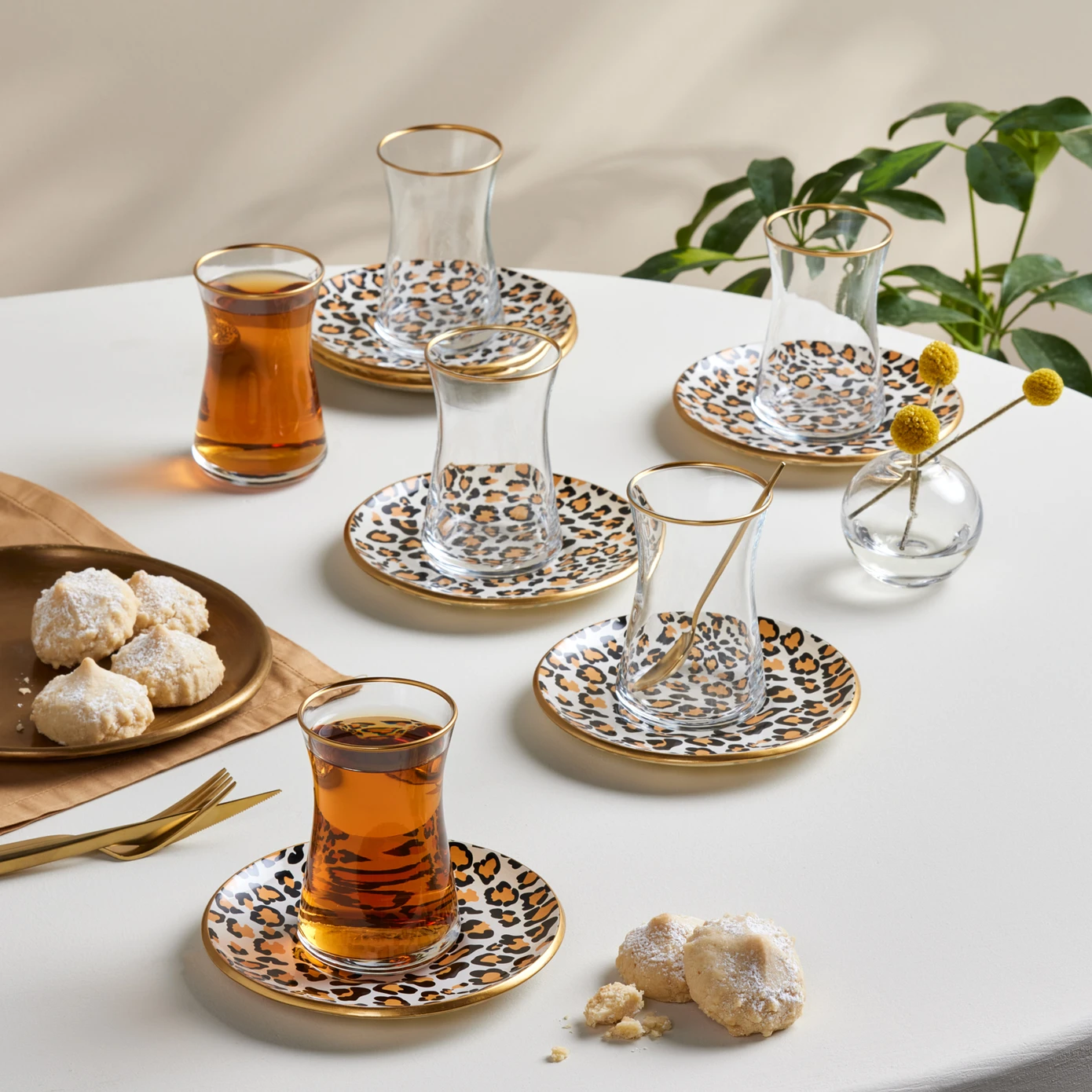 KARACA LEOPARD 13 CM 12 PIECES GLASS TEA SET