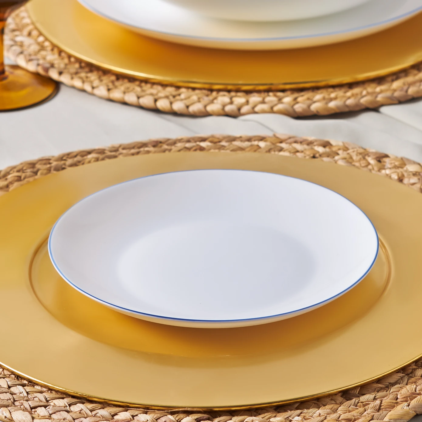 KARACA MILANO OPAL BLUE RIM CAKE PLATE 19CM