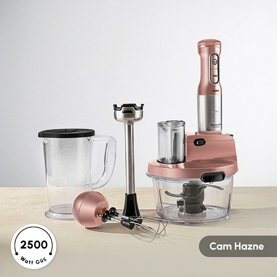 Karaca Mastermaid Prosteel Blender طويل مع قاعدة 6 شفرات من الزجاج لمطحنة المطبخ 2500 واط لون روز جولد