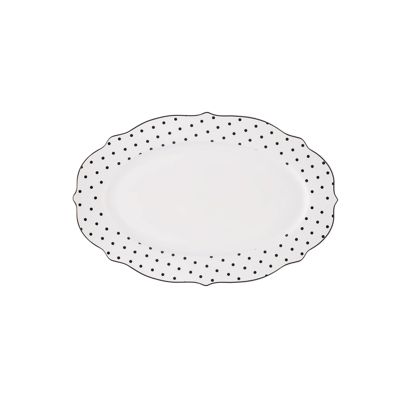 KARACA NEW ROMANTIC BLACK POOLKA BOAT PLATE 30CM