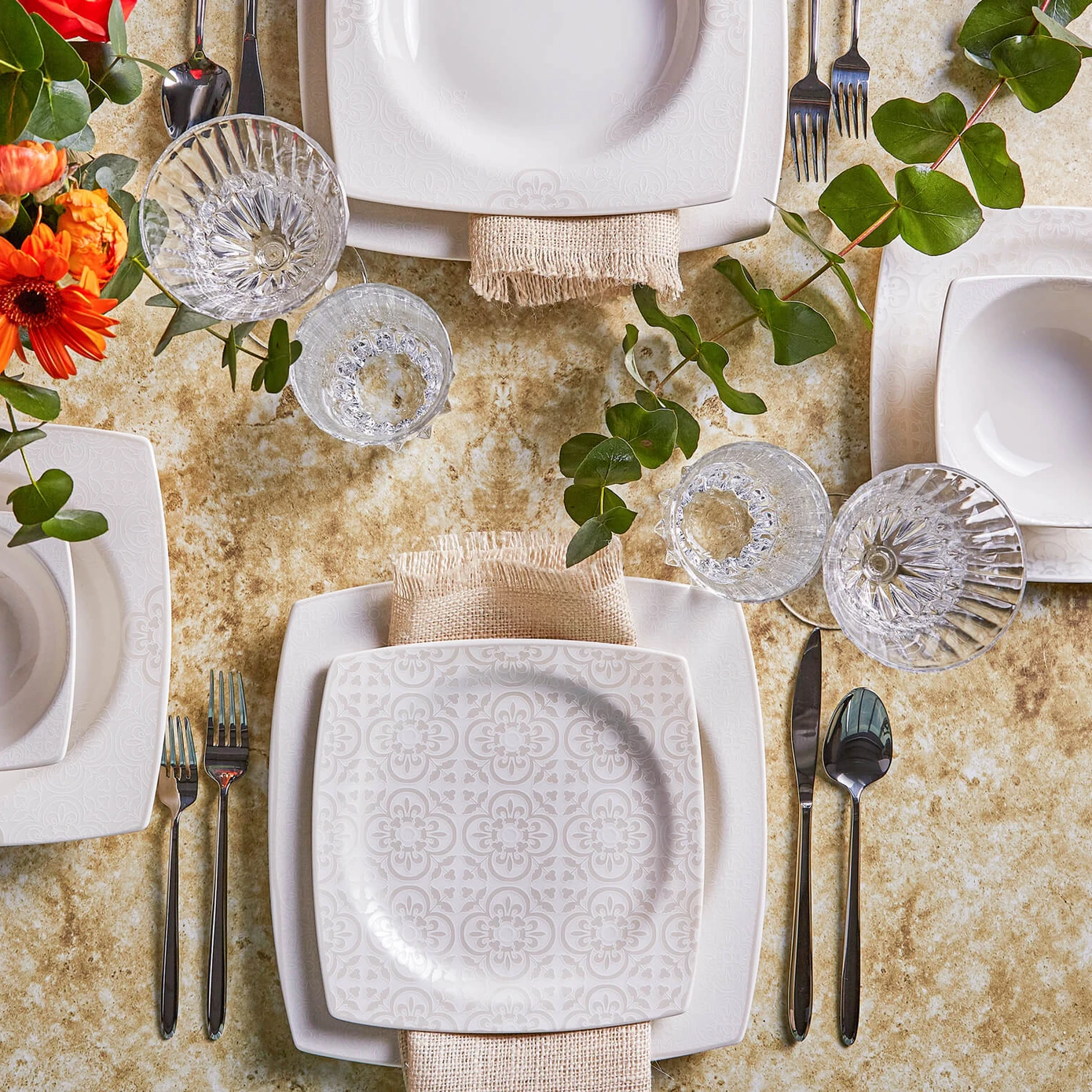 KARACA ROYAL LACE 24 PIECES DINNER SET SQUARE