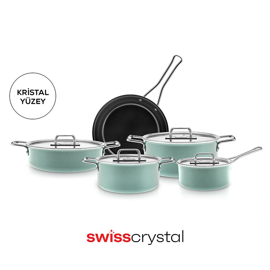 Karaca Swiss Crystal Mastermaid 9 قطعة طقم قدرات Cabbage Green