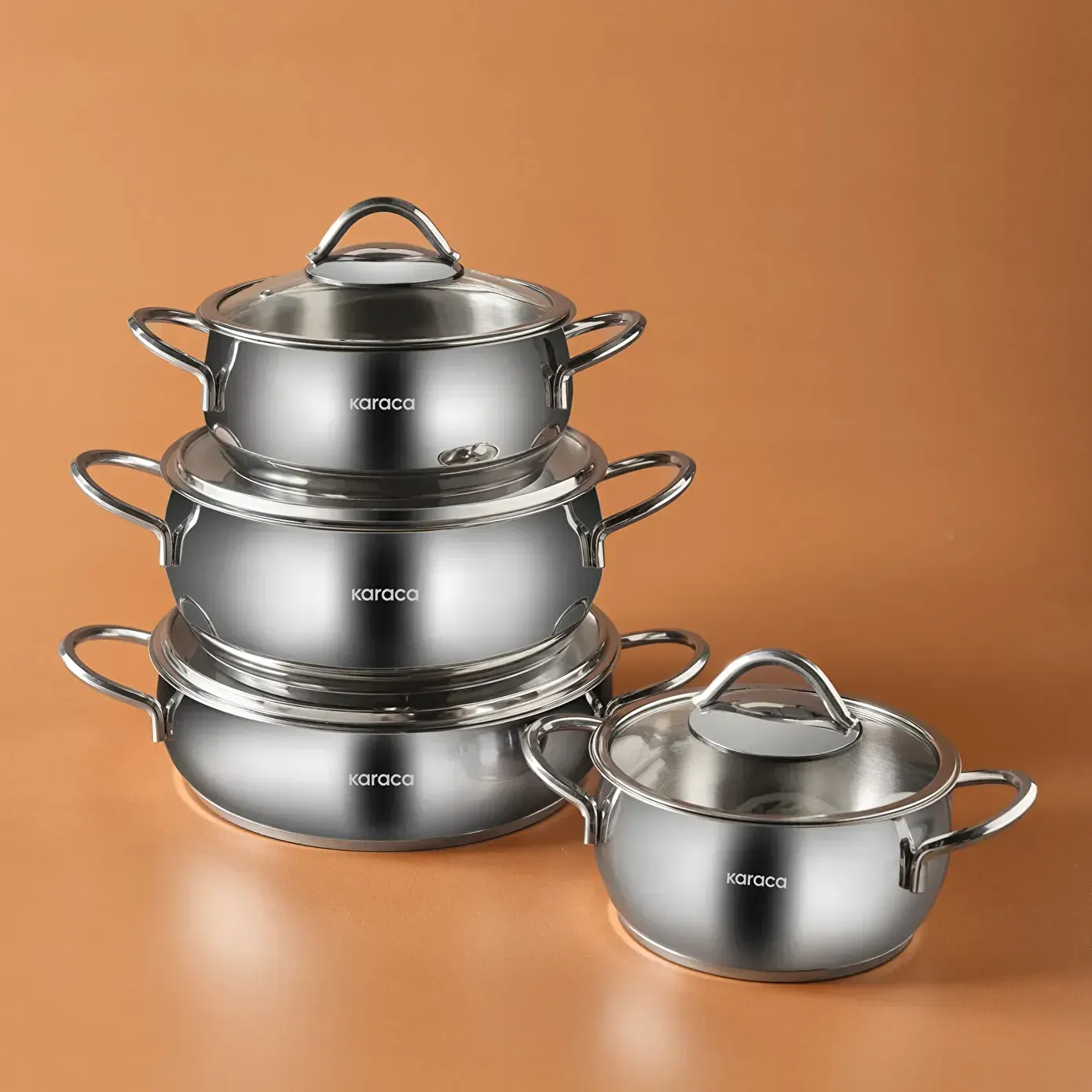 KARACA URLA ÇELİK TENCERE SET 8, RENKSİZ
