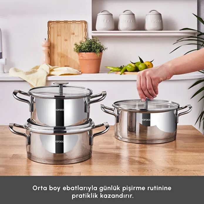 KARACA VAPOR 6 PARÇA MİDİ ÇELİK, RENKSİZ