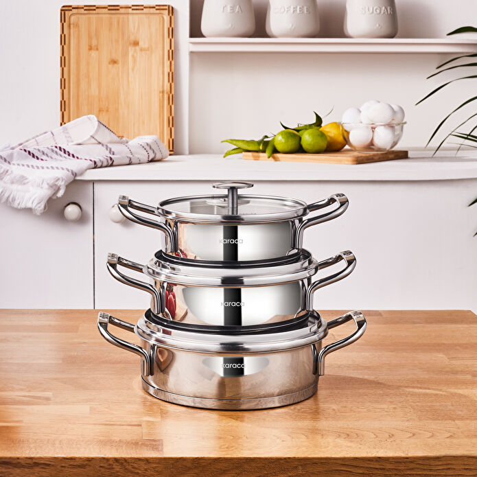 KARACA VAPOR 6 PARÇA ÇELİK SAHA, RENKSİZ