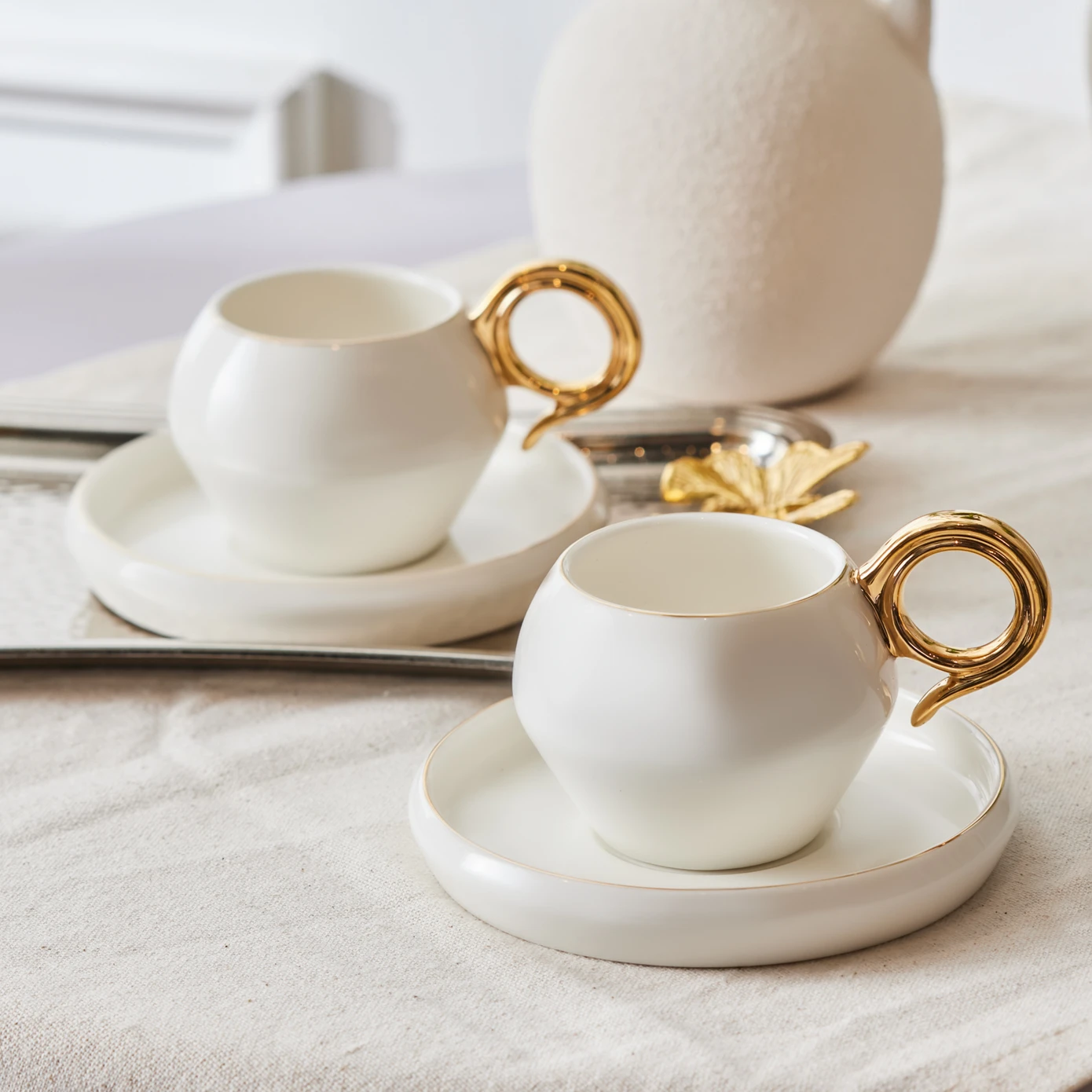 KARACA VENUS GOLD LARGE SIZE 135 ML COFFEE CUP FOR 2 PEOPLE