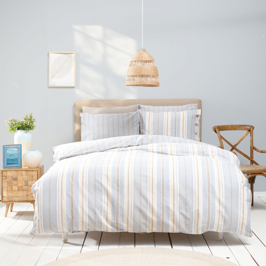 KH ARLO BLUE DOUBLE THREAD DYED DUVET COVER SET