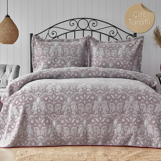 KH CLEMENCE BEIGE-CLARET DOUBLE SIDED DOUBLE KS BED MATTRESS