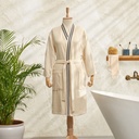 MINKA OFFWHITE/DARK BLUE SONIL 100% COTTON BATHROBE S/M