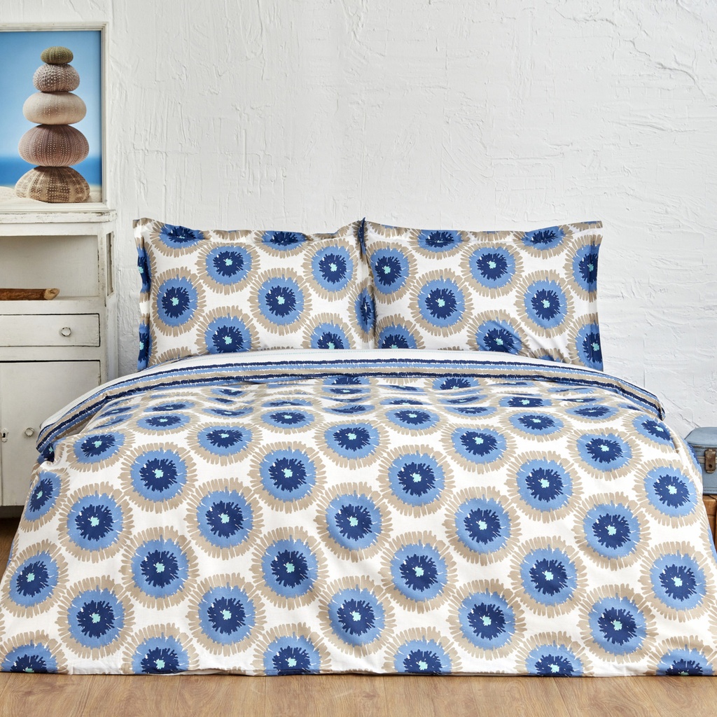 NAU OCEAN BLUE DOUBLE RNF 100% COTTON DUVET COVER TK