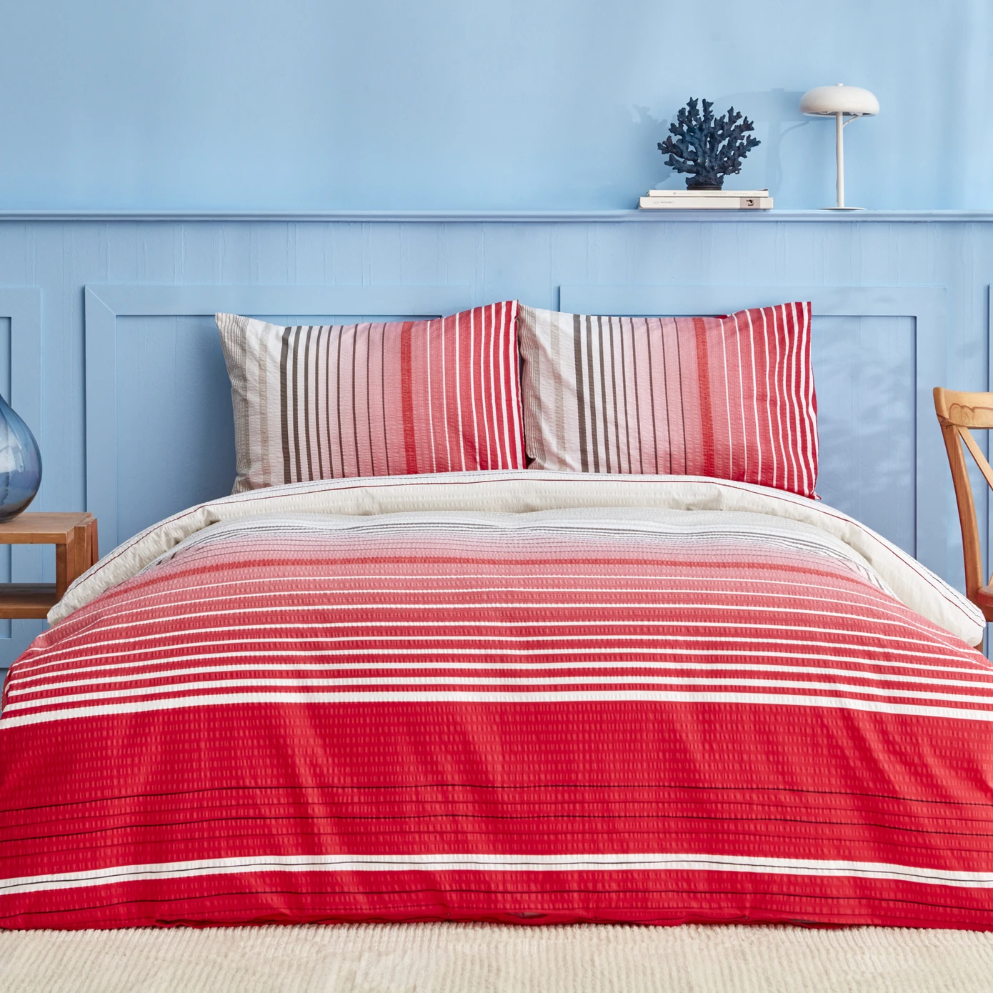 NAU OLYMPUS RED STRIPE DOUBLE DUVET COVER TK