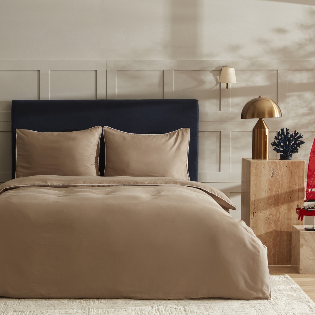 NAU PERCY BEIGE SATIN DOUBLE DUVET COVER TK