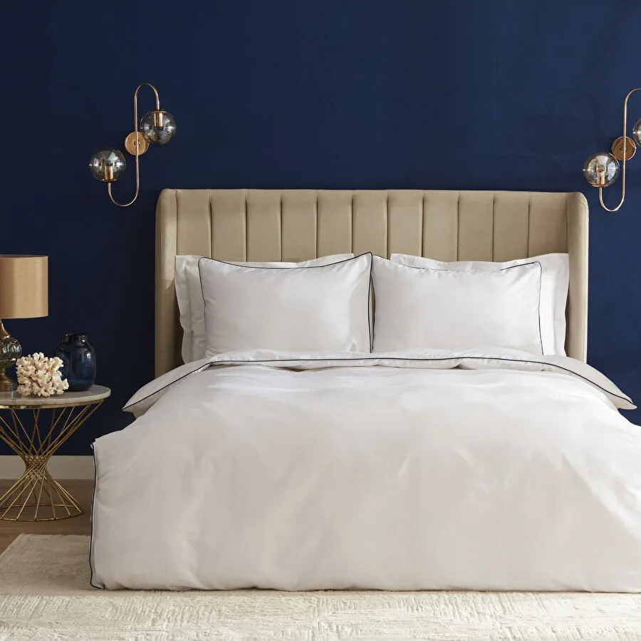 NAU PERCY NAVY SATIN DOUBLE DUVET COVER TK