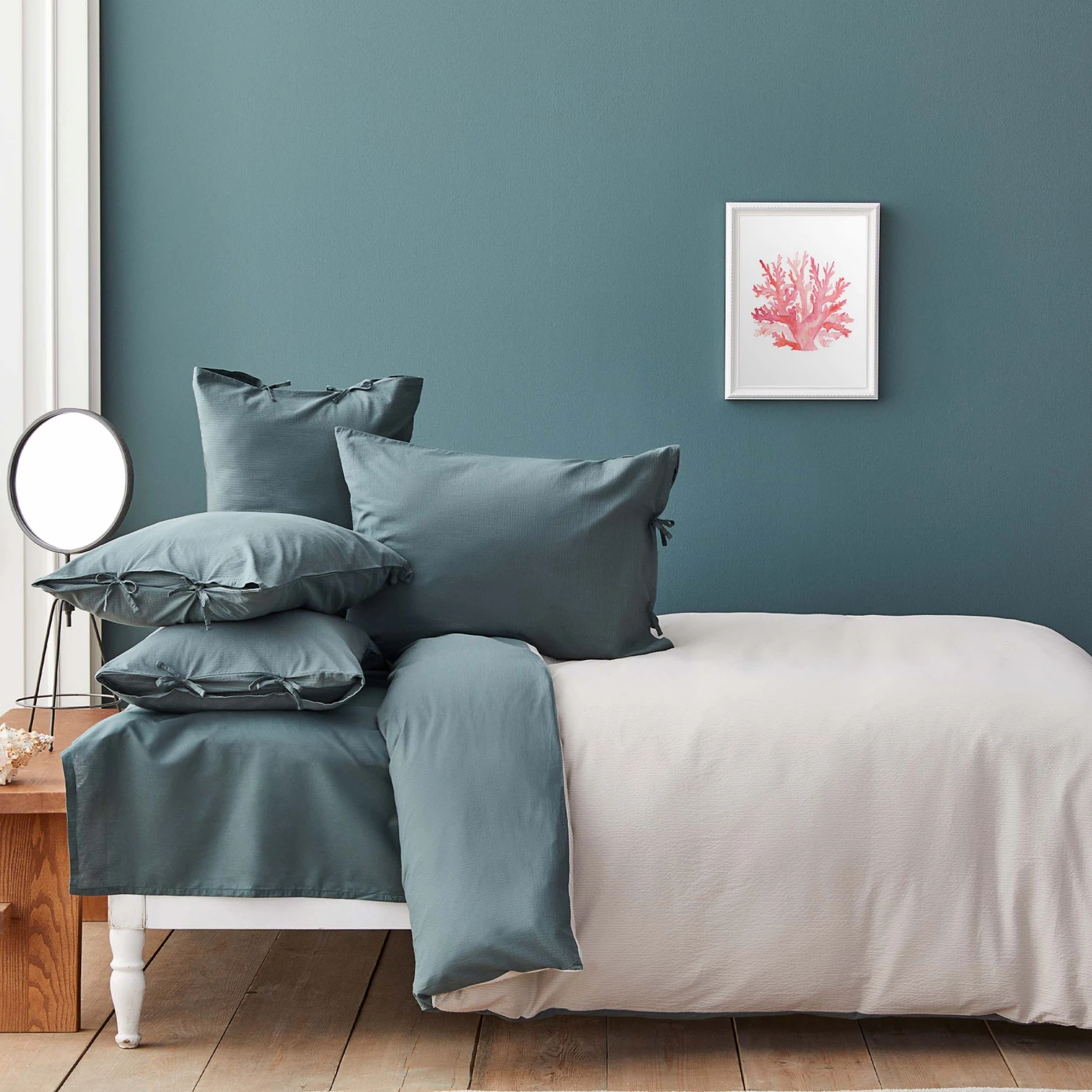 NAU PRUVA GREEN/BEIGE DF DOUBLE KS DUVET COVER SET