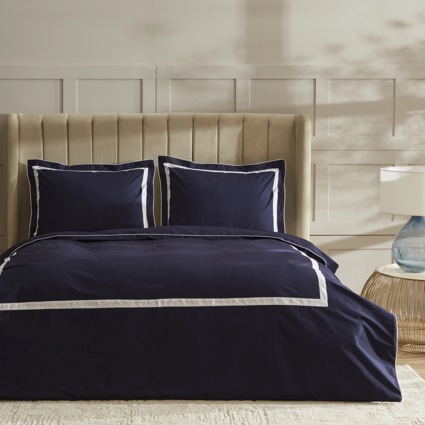 NAU TROY NAVY PERCALE DOUBLE DUVET COVER TK