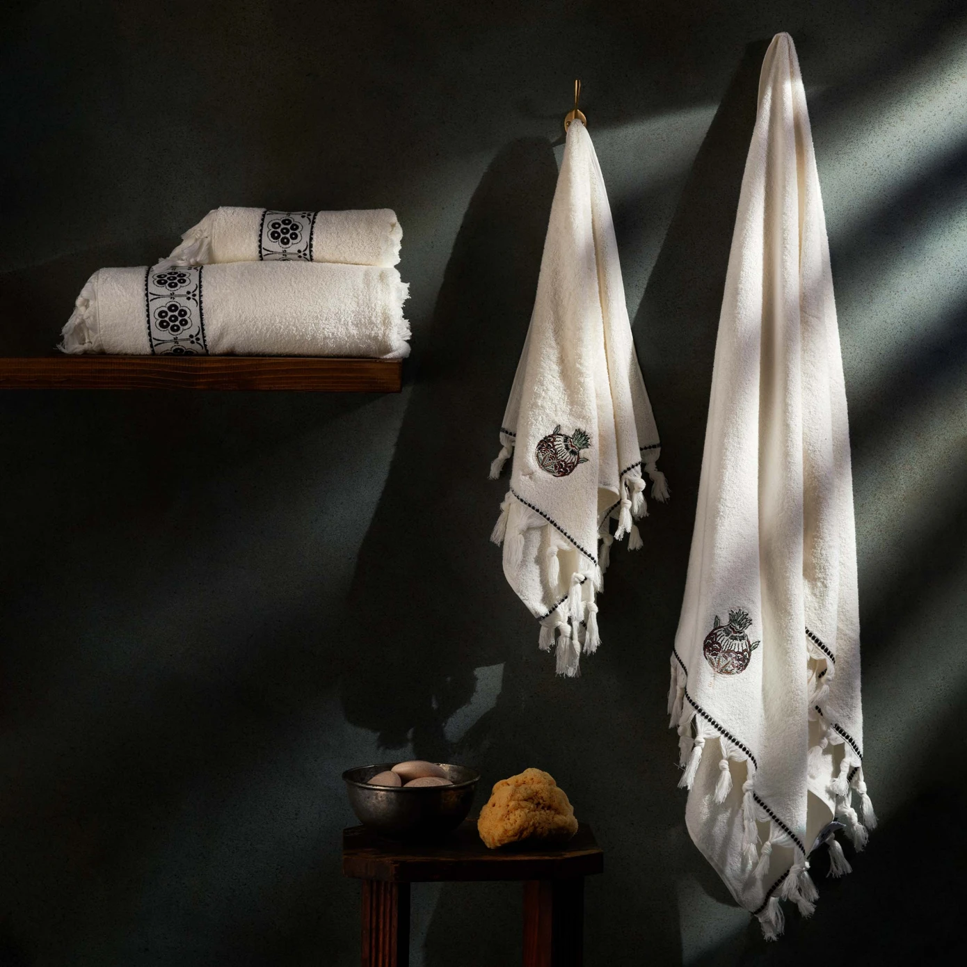 PAYE SELCUKLU SERIES ARTICHOKE EMBROIDERED HAMAM SET