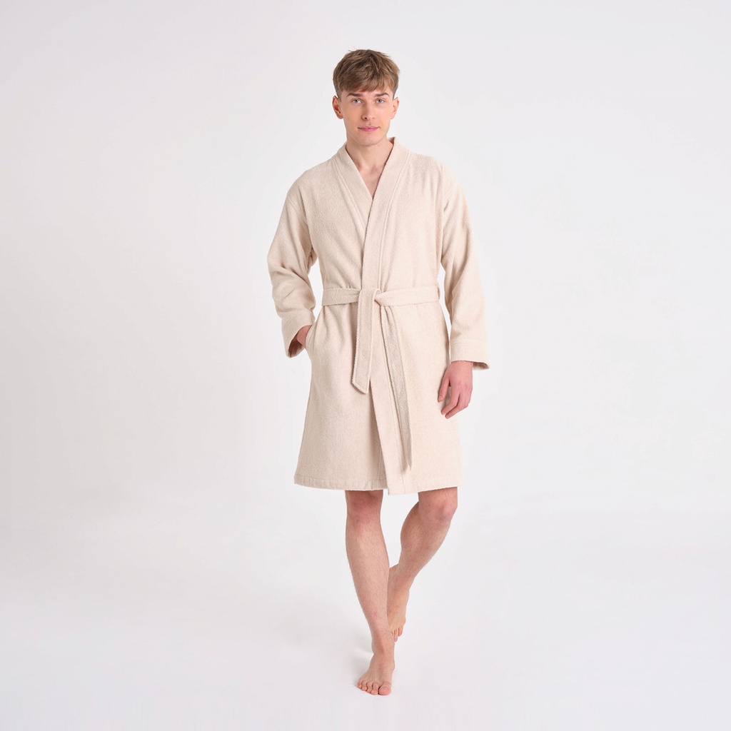 ROMA BEIGE REGULAR KIMONO 100% COTTON BATHROBE S/M