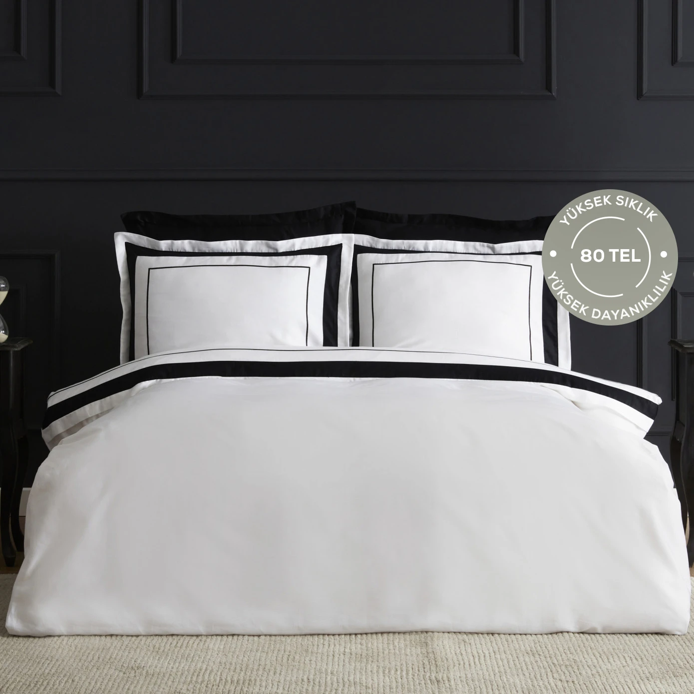 WHITE COLL CHARLOTTE WHITE DOUBLE KS SATIN DUVET COVER TKM