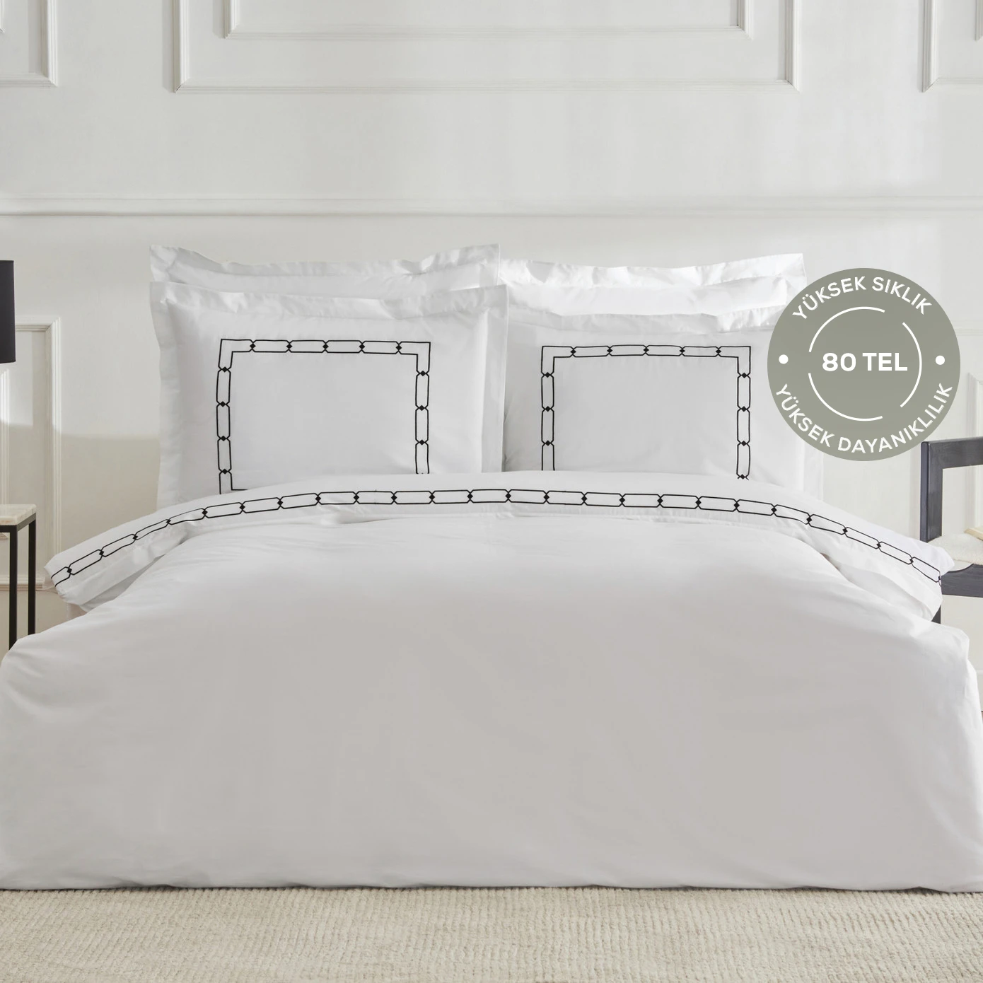 WHITE COLL DIANE BEYAZ DOUBLE KS EMBROIDERED PERCALE NEV TKM