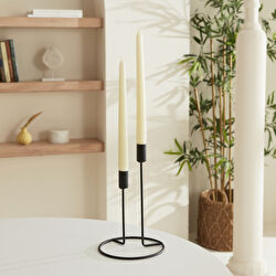 2'Lİ ŞAMDAN MUM 24 CM, EKRU