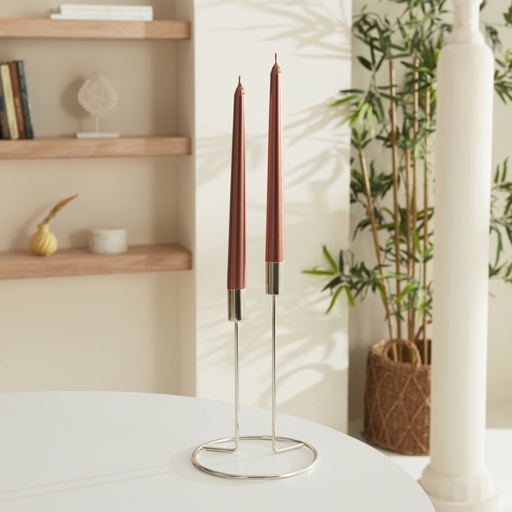 [1000009700007] 2'Lİ ŞAMDAN MUM 24 CM, BRONZE