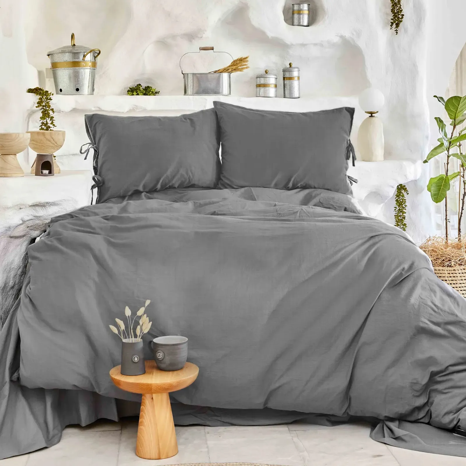 [200.18.01.0709] 4 ELEMENT ANTHRACITE DOUBLE KS DUVET COVER TK WATER