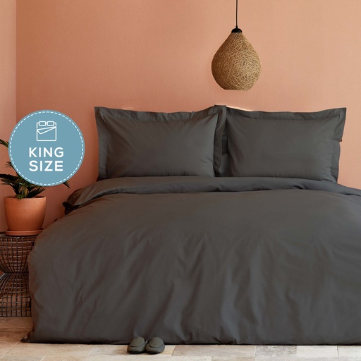 [200.21.01.0723] BACK TO BASIC ANTHRACITE 100% COTTON KING SIZE DUVET COVER SET