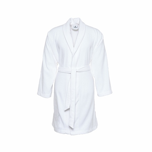 [200.21.01.0654] BARCELONA OFFWHITE SLIM 100% COTTON BATHROBE L/XL