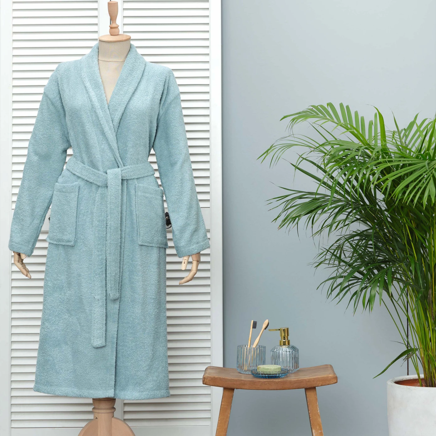 [200.20.01.0384] DAILY SOFT PETROL 100% COTTON WOMEN'S BATHROBE S/M
