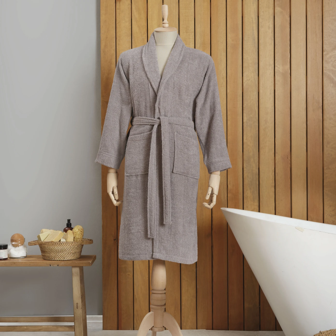 [200.20.01.0681] DIELLE GRAY RECYCLE WOMEN'S BATHROBE S/M