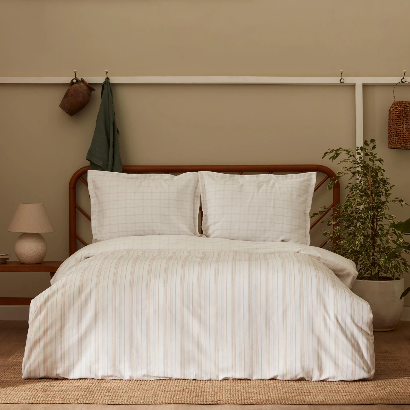 [200.22.01.0036] GEO BEIGE RECYCLE TEK KS DUVET COVER SET