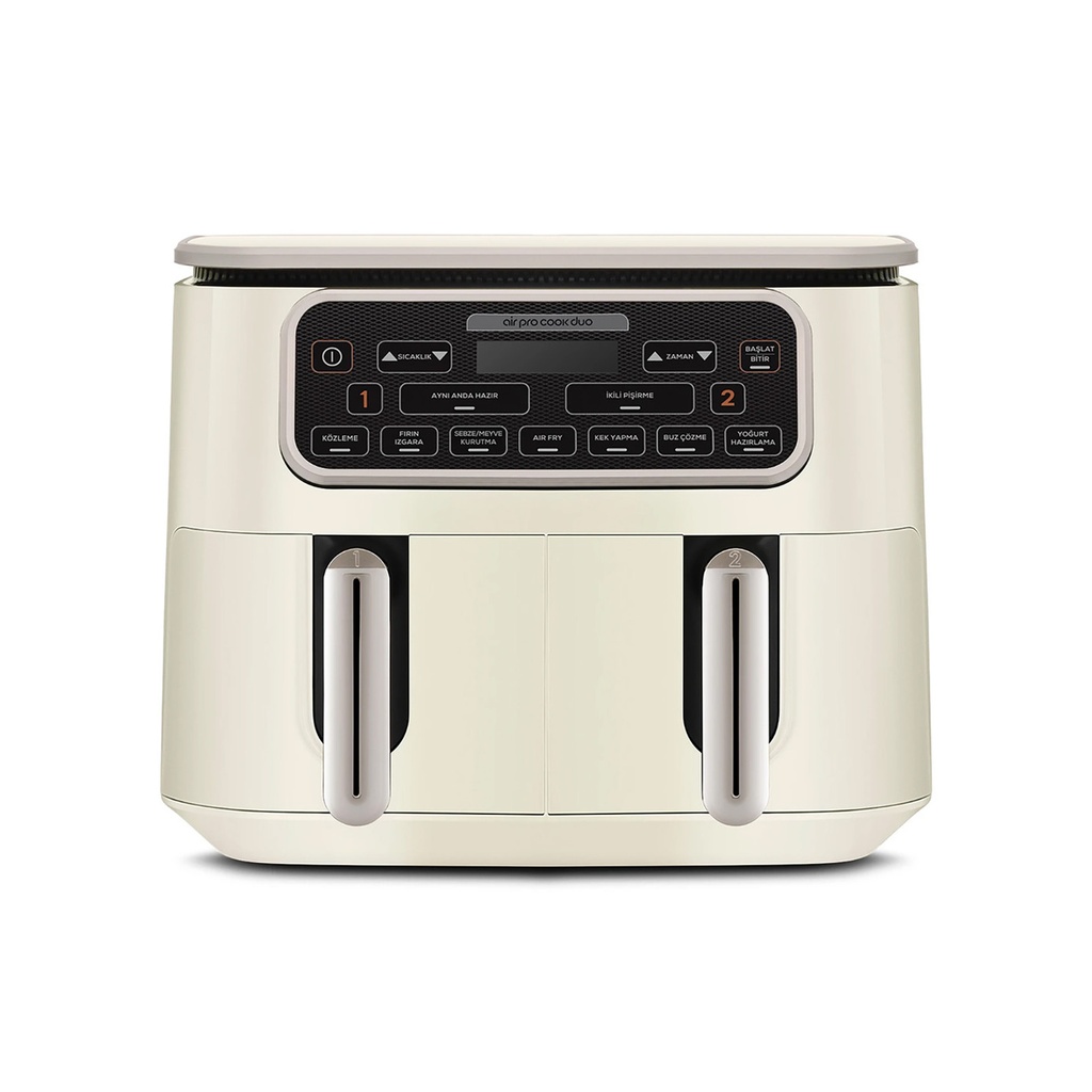 [153.09.01.3916] KARACA AIR PRO COOK DUO KÖZ XXXL 8 L AIRFRYER ICONIC BEIGE