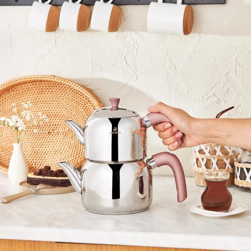 [153.03.08.2260] KARACA ALDER MEDIUM SIZE TEAPOT SET ROSE