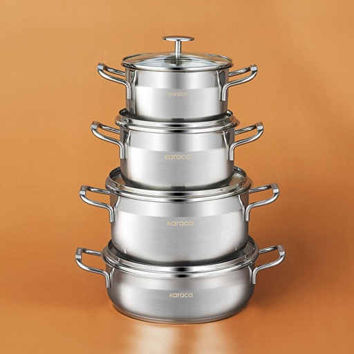 [1000241011001] KARACA ARVEN 8 PARÇA ÇELİK TENC, RENKSİZ