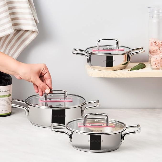 [153.03.08.2644] KARACA ARYA 6 PIECE MIDI STEEL POT SET PINK