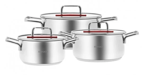 [153.03.08.2541] KARACA ARYA 6 PIECE MIDI STEEL POT SET RED