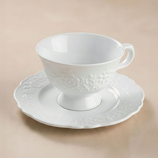 [1000234142001] KARACA BEATRICE ÇAY FİNCANI VE TA, BEYAZ