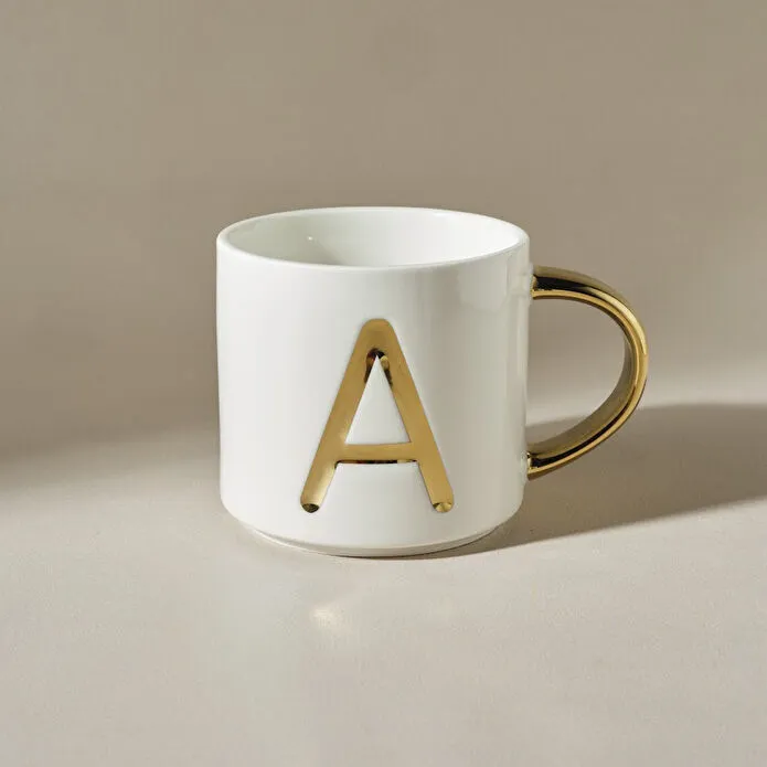 [1000154022001] KARACA BEYAZ A HARFLİ KUPA 400 ML, BEYAZ