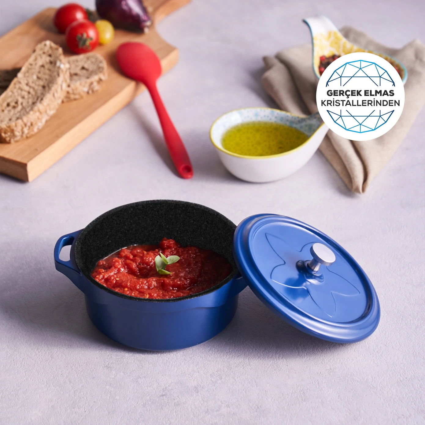 [153.09.01.3197] KARACA BIODIAMOND CANDY BLUE 12 CM CAST POT