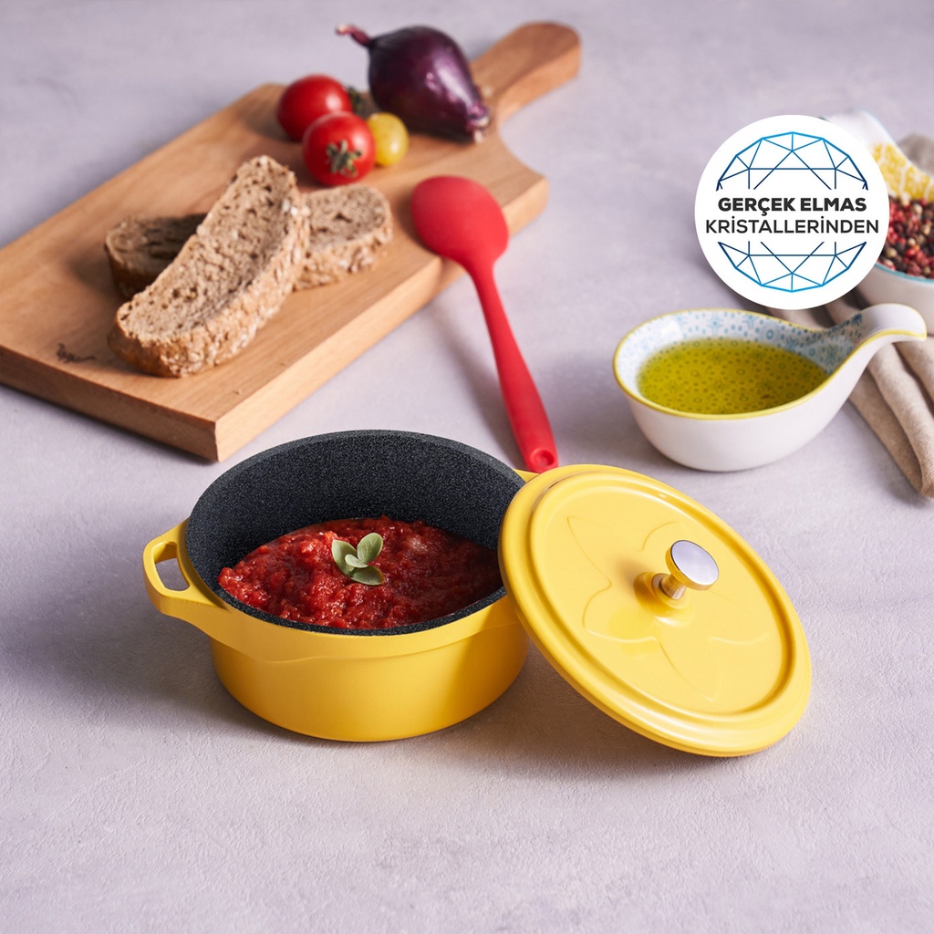 [153.09.01.3199] KARACA BIODIAMOND CANDY YELLOW 12 CM CAST POT