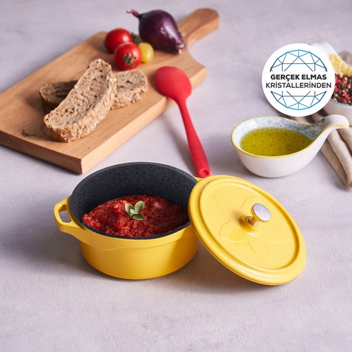 [153.09.01.3199] KARACA BIODIAMOND CANDY YELLOW 12 CM CAST POT